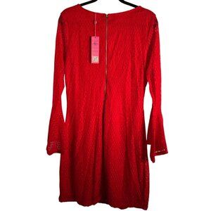 Ultrapink Womens Red Lace Long-Sleeve Dress With Zipper Back Size L